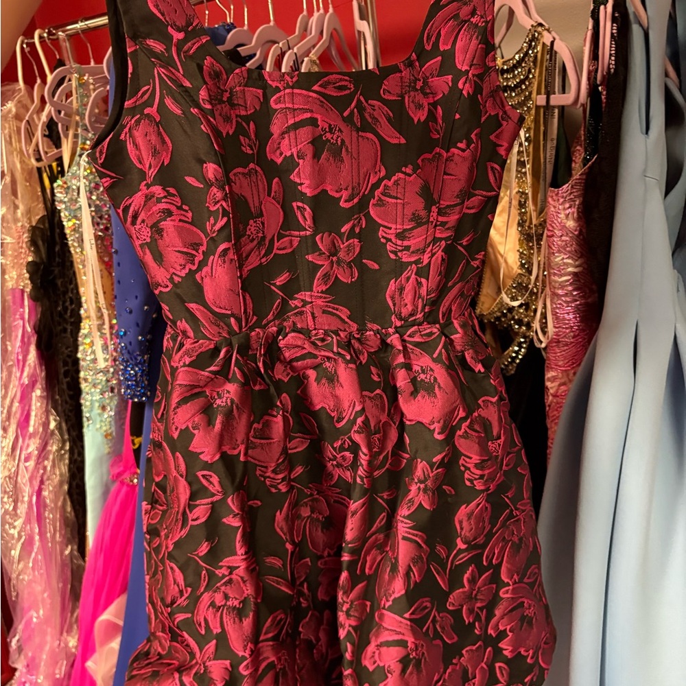 Lulu's Black and Pink Floral Dress